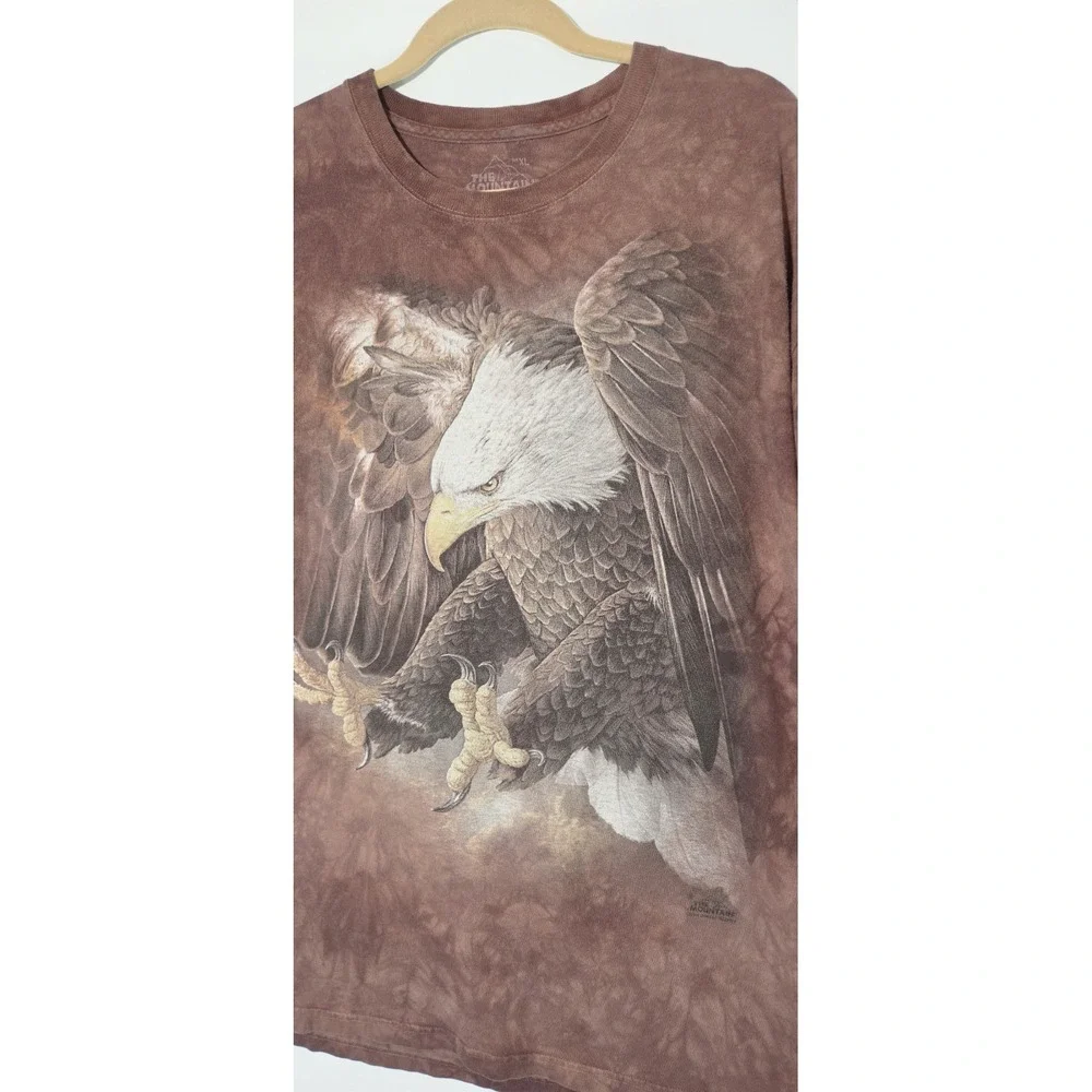 2014 The Mountain Eagle Graphic T-Shirt XL Tie Dyed Rustic Earthy Brown Patriot